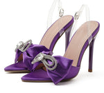Kiara Silk Butterfly-knot Mule High heels Slippers