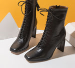 Square Head Punk Ankle Boots