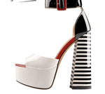 Alexa Peep Toe Chunky Square High Heels