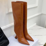 Street Style Leather Knee-High Boots