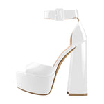 Alexa Peep Toe Chunky Square High Heels