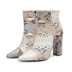 Sylvia Snake Print Ankle Boots