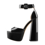 Alexa Peep Toe Chunky Square High Heels