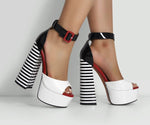 Alexa Peep Toe Chunky Square High Heels