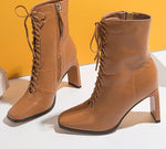 Square Head Punk Ankle Boots